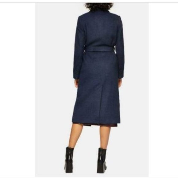 TOPSHOP Manhattan Long Belted Wool Blend Coat 12 - Picture 2 of 9